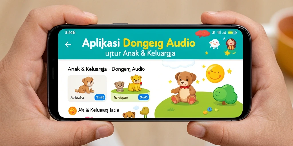 Antarmuka menarik dan ramah anak pada aplikasi Dongeng Audio 3446.