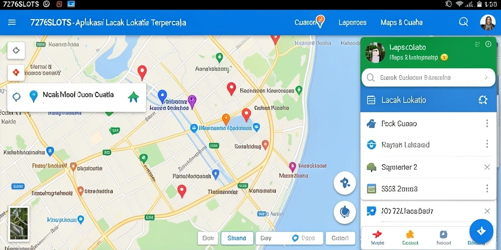 Antarmuka aplikasi 7276SLOTS menampilkan peta interaktif untuk lacak lokasi.