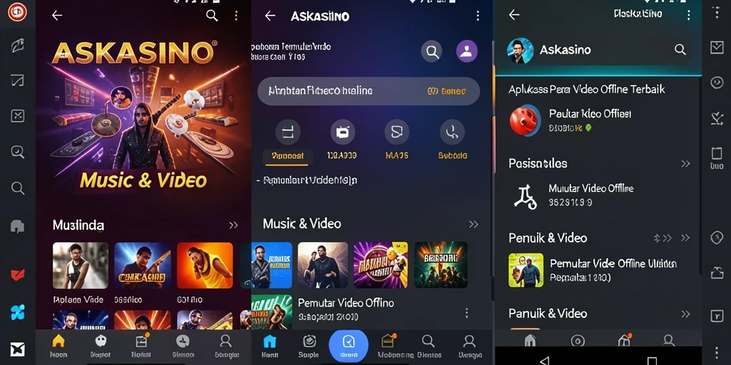 Antarmuka intuitif aplikasi ASKASINO Pemutar Video Offline.