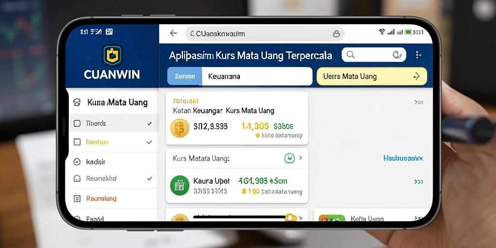 Screenshot utama CUANWIN menampilkan antarmuka Kurs Mata Uang yang informatif.