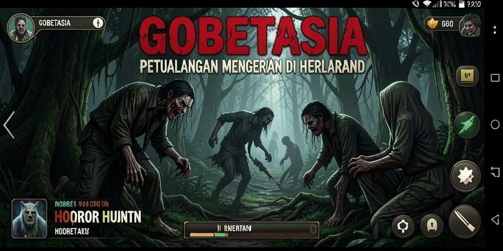 Antarmuka mencekam dari GOBETASIA saat menjelajahi hutan horor.