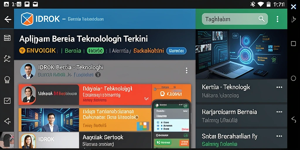 Antarmuka aplikasi IDROK menampilkan berita teknologi dengan jelas dan menarik.