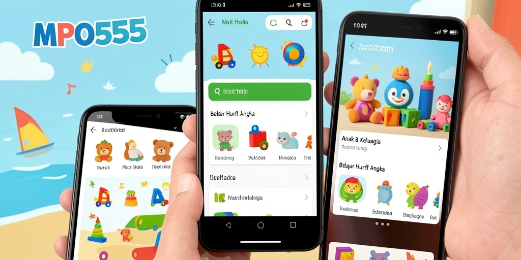Antarmuka MPO555 yang ramah anak dengan fitur belajar huruf dan angka.