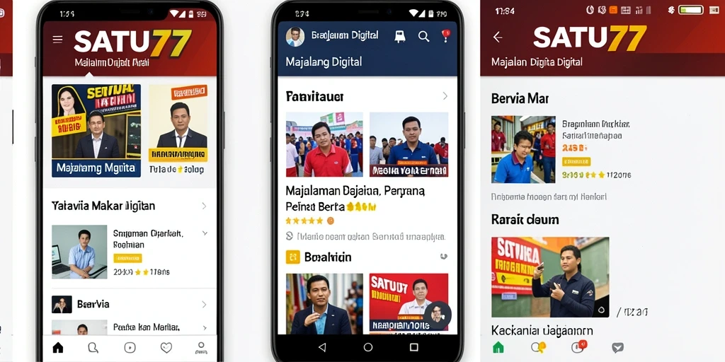 Tampilan antarmuka aplikasi SATU77 yang menarik dan modern.