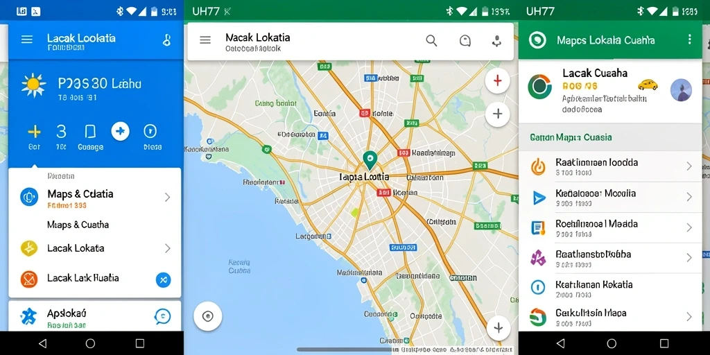 Antarmuka aplikasi UH77 dengan fitur Lacak Lokasi yang mudah digunakan.