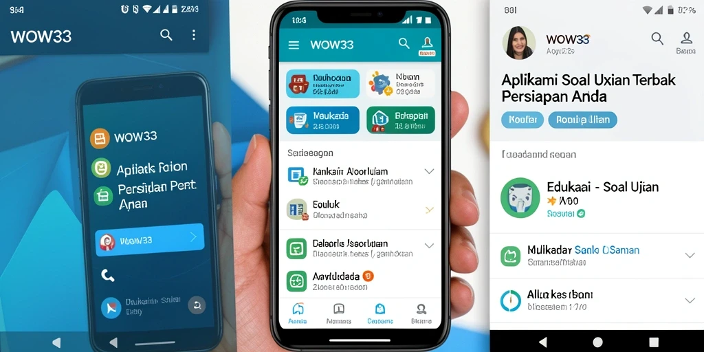 Screenshot antarmuka WOW33 yang menunjukkan fitur Soal Ujian.